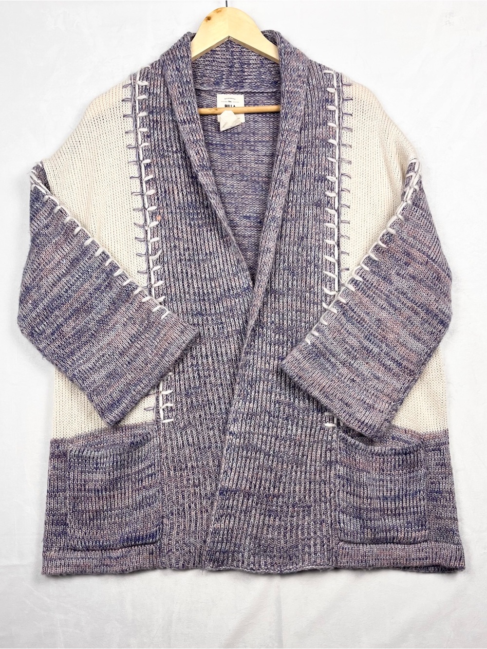 Billabong Cottagecore Knit Shawl Collar Open Front Cardigan Sweater Size Medium